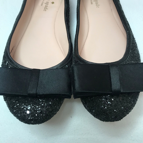 Kate Spade Black York Glitter Bow Flats - Picture 7 of 9